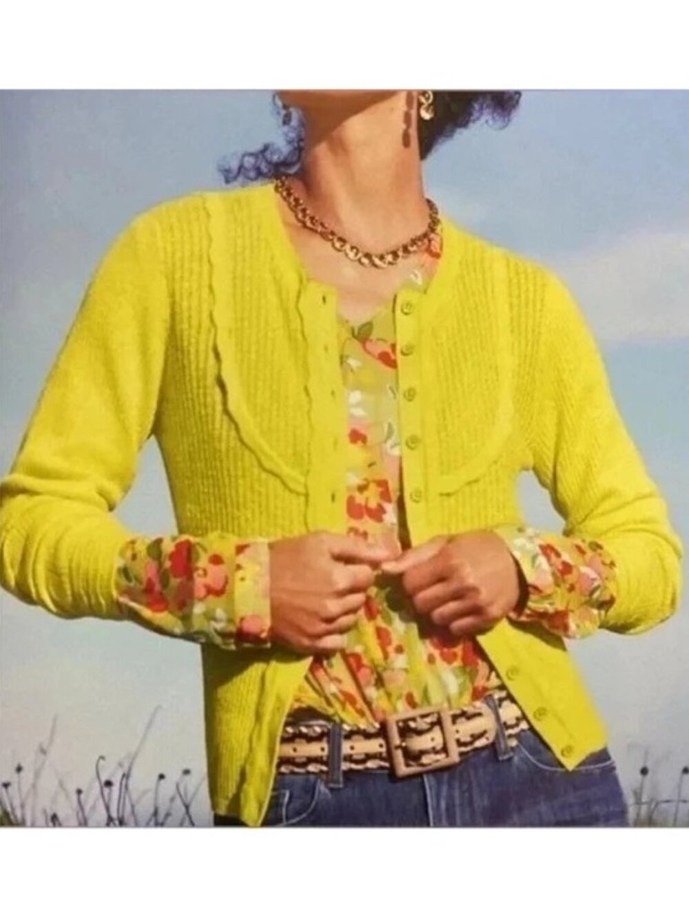 EUC CAbi Lemon Lime Luster Cardigan, sz M